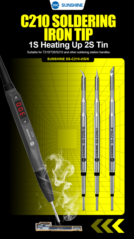 SUNSHINE soldering iron tip SS-C210 τύπου I, για T210, 80mm - Image 2