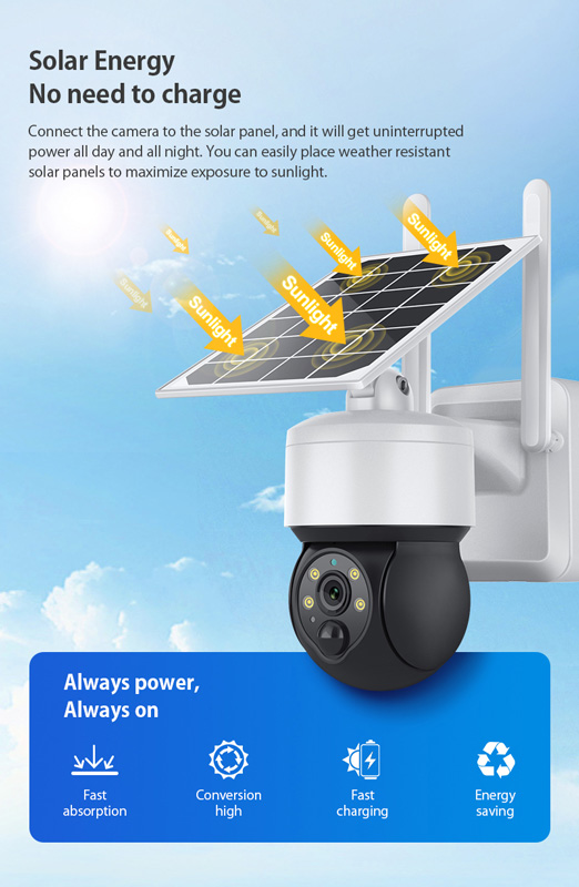 SECTEC smart ηλιακή κάμερα ST-S517C-3M, 3MP, PIR, PTZ, cloud/micro SD - Image 2