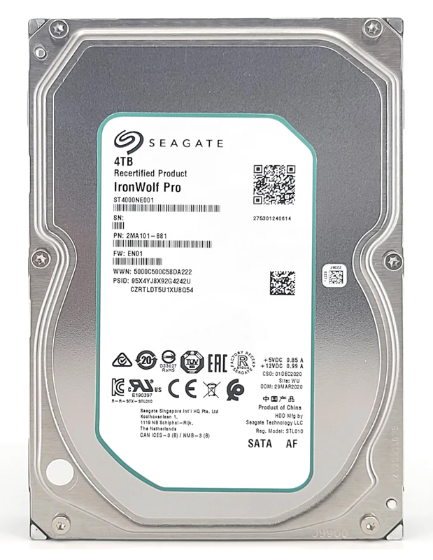 SEAGATE σκληρός δίσκος Iron Wolf Pro 3.5", 4TB, 256MB, 7200RPM, 6Gb/s, Factory Recertified