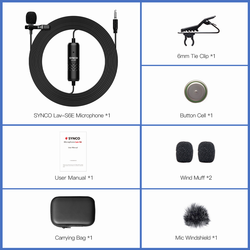 SYNCO μικρόφωνο Lav-S6E με clip-on, omnidirectional, 3.5mm, 6m, μαύρο - Image 7