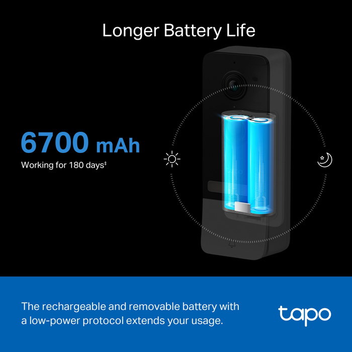TP-LINK smart κουδούνι με κάμερα Tapo D230S1, Wi-Fi 2K, 6700mAh, Ver 1.0 - Image 9