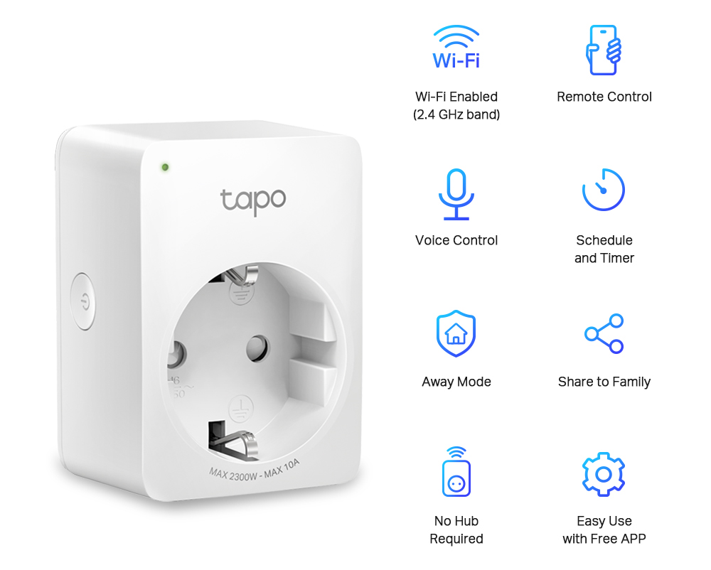 TP-LINK smart αντάπτορας ρεύματος TAPO-P100, Wi-Fi, bluetooth, Ver. 1.0 - Image 3