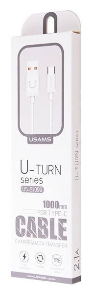 USAMS καλώδιο USB-C σε USB US-SJ099, 2.1A, 1m, λευκό - Image 2