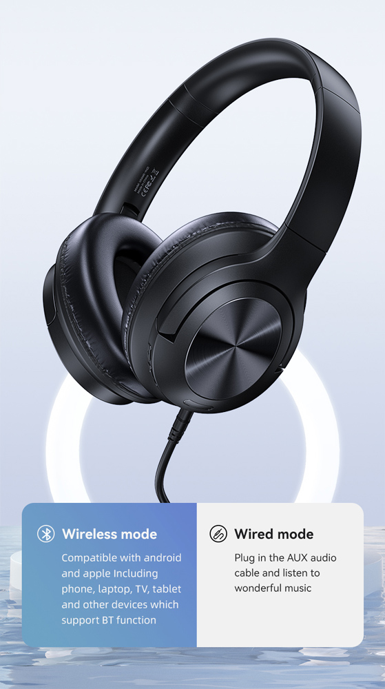 USAMS headphones YH21, ασύρματα & ενσύρματα, Φ40mm, 500mAh, μαύρα - Image 3