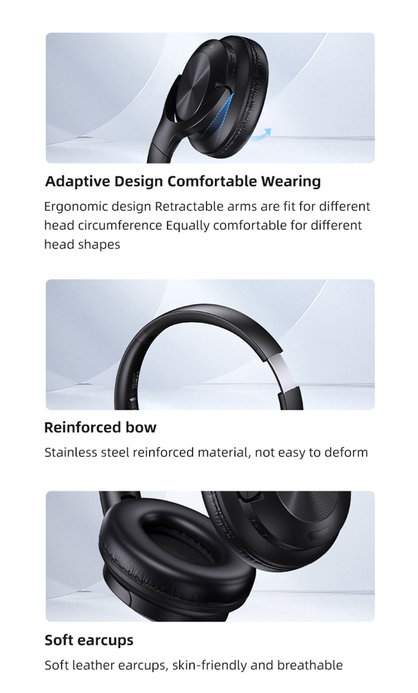 USAMS headphones YH21, ασύρματα & ενσύρματα, Φ40mm, 500mAh, μαύρα - Image 5