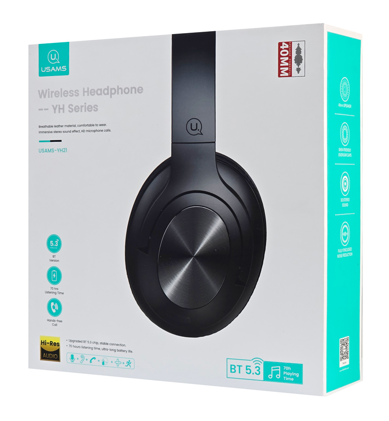 USAMS headphones YH21, ασύρματα & ενσύρματα, Φ40mm, 500mAh, μαύρα - Image 8