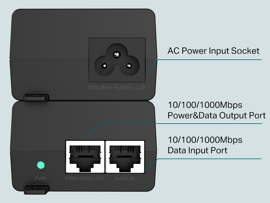 TP-LINK Gibagit PoE+ Injector TL-POE160S, 802.3af/at - Image 2
