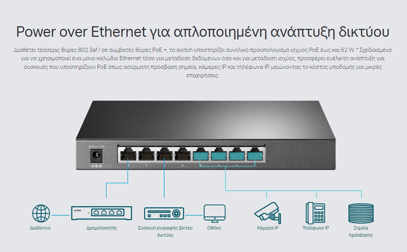 TP-LINK JetStream switch TL-SG2008P, 8-Port Gigabit, 4x PoE+, Ver. 3.0 - Image 3