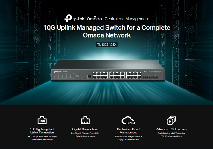 TP-LINK L2+ Managed Switch TL-SG3428X, 24-Port Gigabit, 4x SFP+, Ver.1.0 - Image 2
