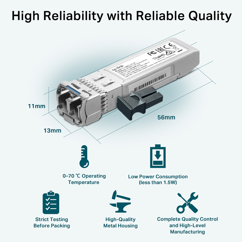 TP-LINK 10GBase-LR SFP+ LC Transceiver TL-SM5110-LR, έως 10km, Ver. 1.0 - Image 4