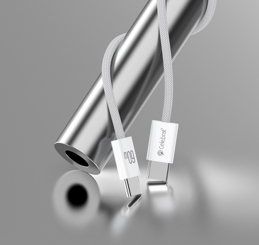 CELEBRAT καλώδιο USB-C U600, 60W, 480Mbps, 1m, λευκό - Image 2