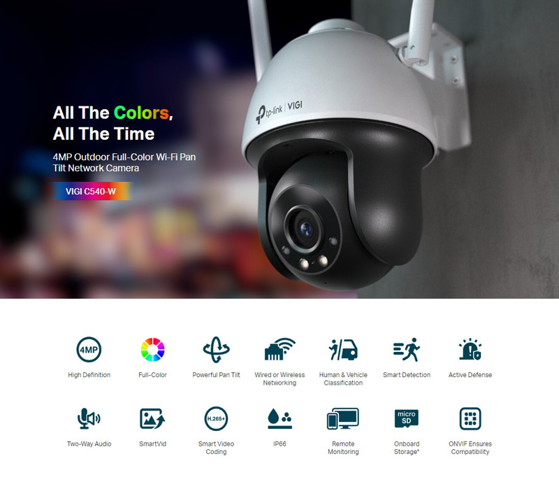 TP-LINK IP κάμερα VIGI C540-W, 4mm, 4MP, PTZ, Wi-Fi, SD, IP66, Ver. 1.0 - Image 2
