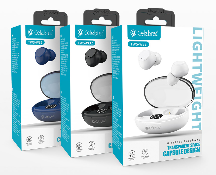 CELEBRAT earphones με θήκη φόρτισης TWS-W32, True Wireless, Φ8mm, λευκά - Image 6