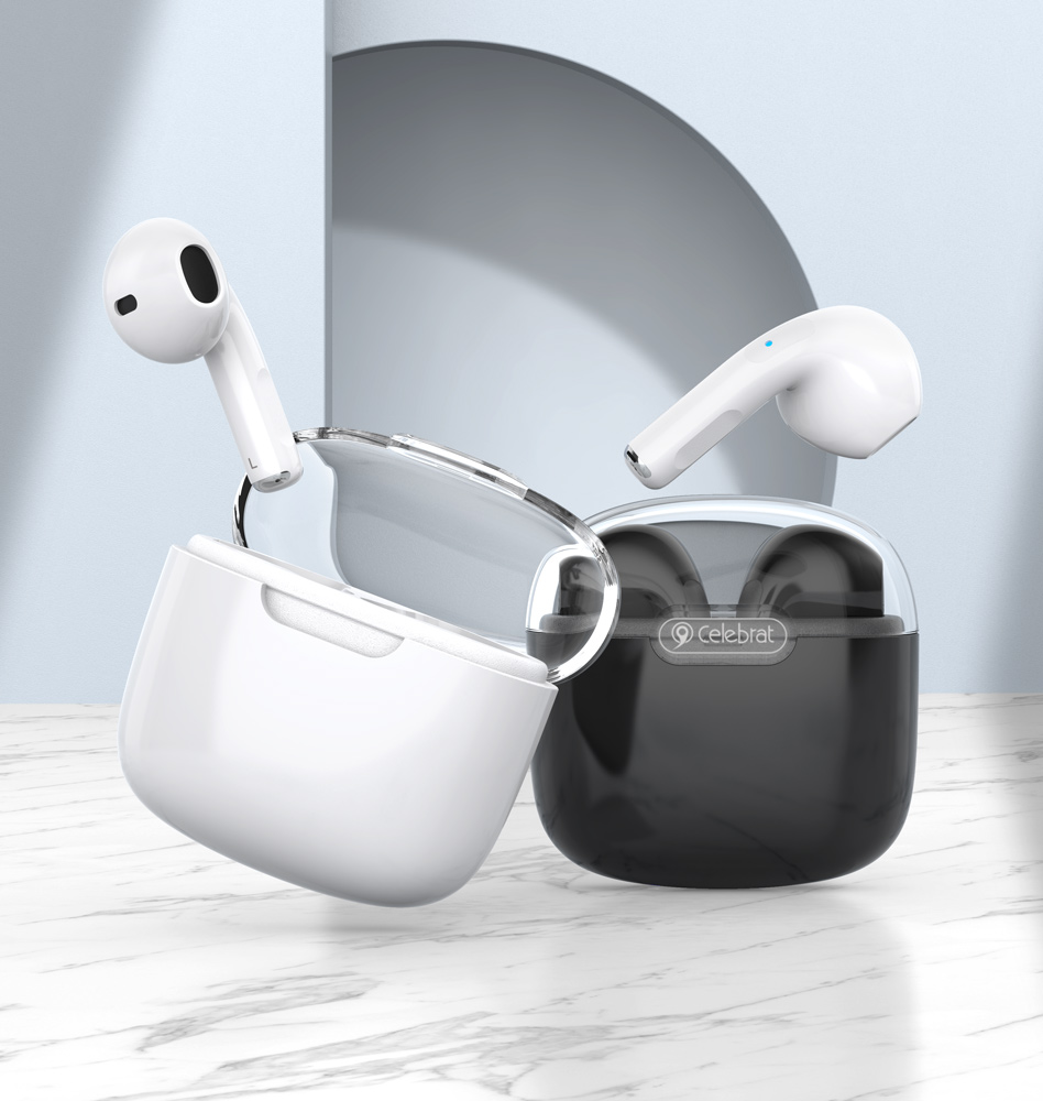 CELEBRAT earphones με θήκη φόρτισης W52, True Wireless, Φ13mm, λευκά - Image 2
