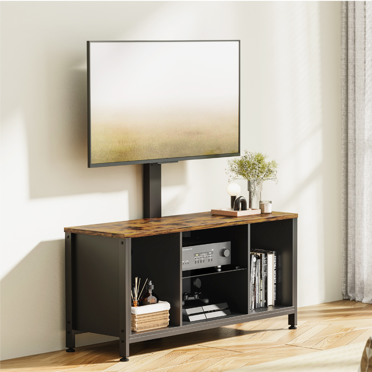 BRATECK έπιπλο τηλεόρασης με βάση WP2006ST-BR, 37-75", 115x38x131.3cm, καφέ - Image 2