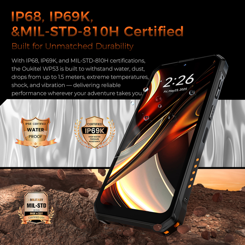 OUKITEL smartphone WP53 με ηχείο 3W, 6.52", 8/128GB, 11000mAh, IP68/IP69K/MIL-STD-810H, μαύρο - Image 11