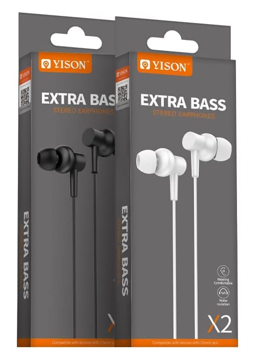 YISON earphones με μικρόφωνο X2, 3.5mm σύνδεση, Φ10mm, 1.36m, λευκά - Image 3
