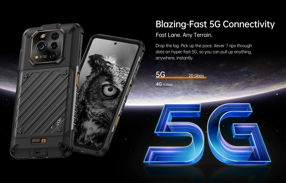 RUGONE smartphone Xever 7, 6.67", 12/512GB, 5G, 5550mAh, IP68/IP69K/MIL-STD-810H, μαύρο - Image 9