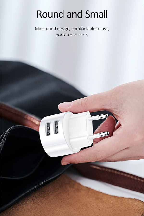 USAMS φορτιστής τοίχου T20 & καλώδιο type-C, 2x USB, 2.1A, λευκός - Image 4