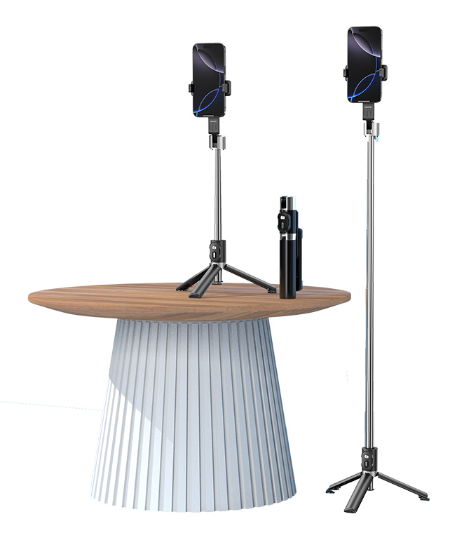 USAMS selfie stick ZB324 με τρίποδο, έως 110cm, Bluetooth, μαύρο - Image 4