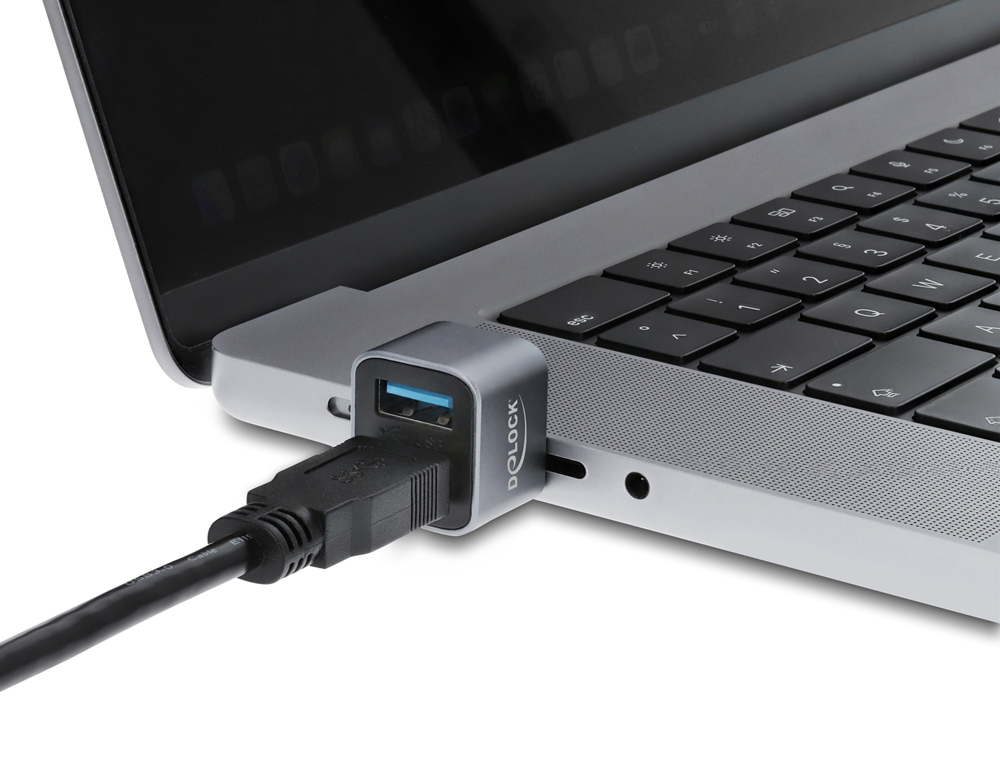 DELOCK mini USB hub 64359, 2x θυρών, USB 3.2, 10Gbps, USB-C σύνδεση, γκρι - Image 2