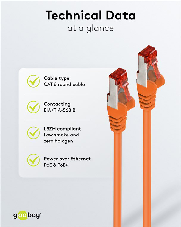 GOOBAY καλώδιο δικτύου 93340, CAT 6 S/FTP, copper, 250MHz, 0.25m, πορτοκαλί - Image 6