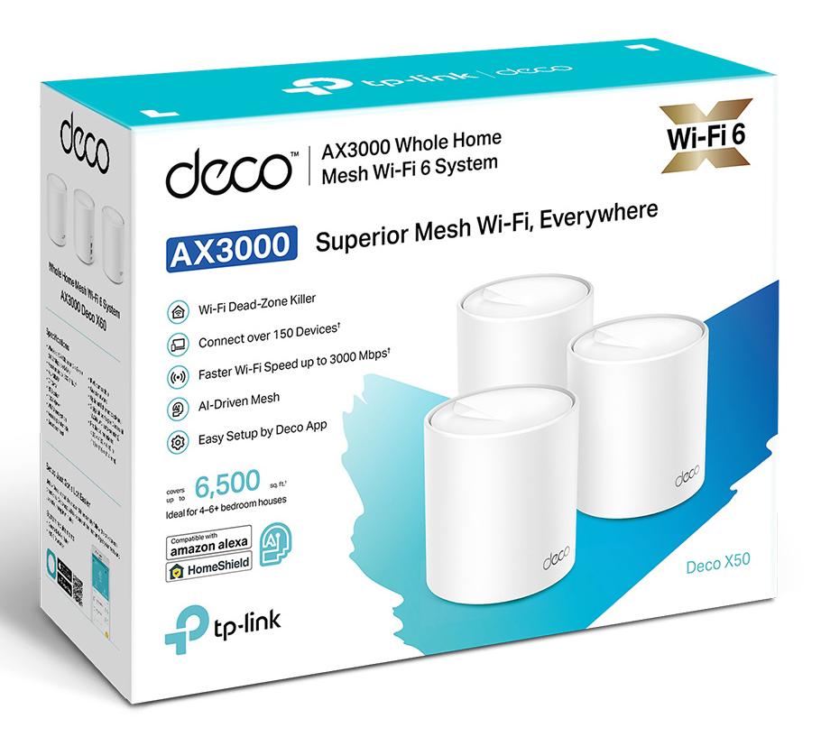TP-LINK Home Mesh WiFi 6 System Deco X50, 3000Mbps AX3000, V1.0, 3τμχ - Image 8