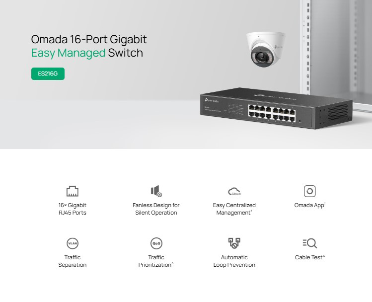 TP-LINK easy managed switch ES216G, 16x Gigabit θύρες, V1.0 - Image 2