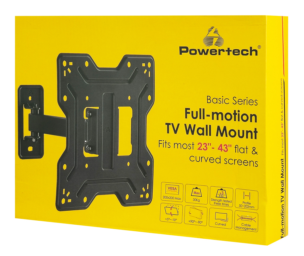 POWERTECH επιτοίχια βάση τηλεόρασης PT-1555, 23-43", έως 30kg, full motion - Image 7