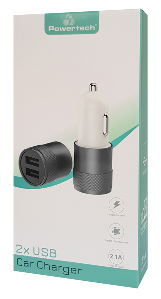 POWERTECH φορτιστής αυτοκινήτου PT-798, 2x USB, 2.1A, γκρι - Image 3