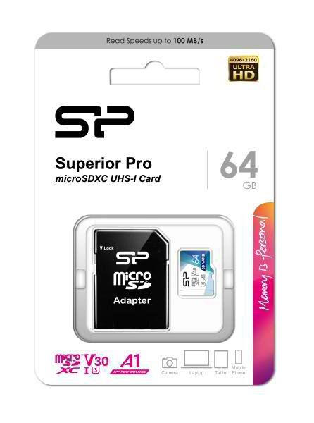 SILICON POWER κάρτα μνήμης microSDXC Superior Pro, 64GB, Class 10 UHS-I U3 A1 V30 - Image 2