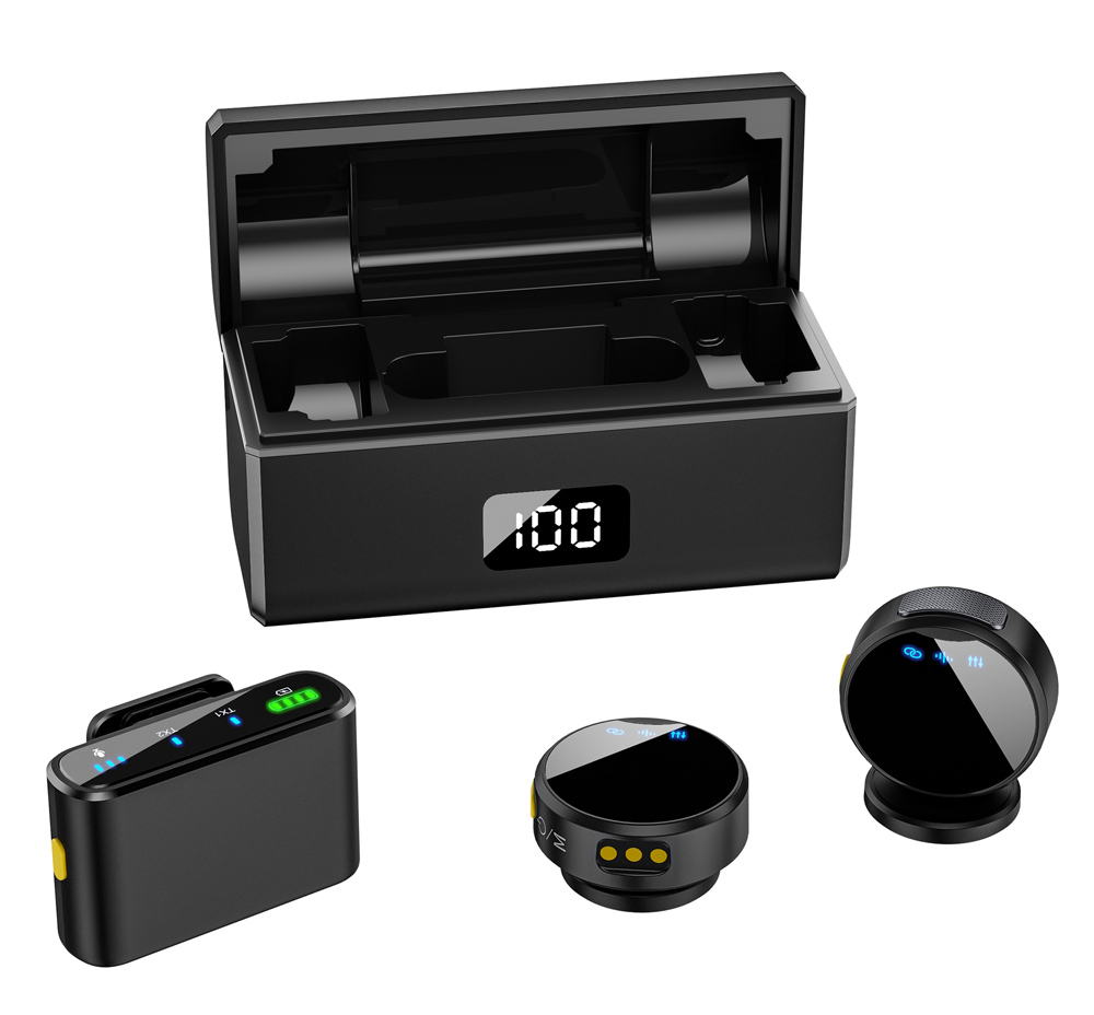UPTECH ασύρματα μικρόφωνα UPW-M9MAX με θήκη φόρτισης, USB-C, 2.4GHz, μαύρο - Image 4