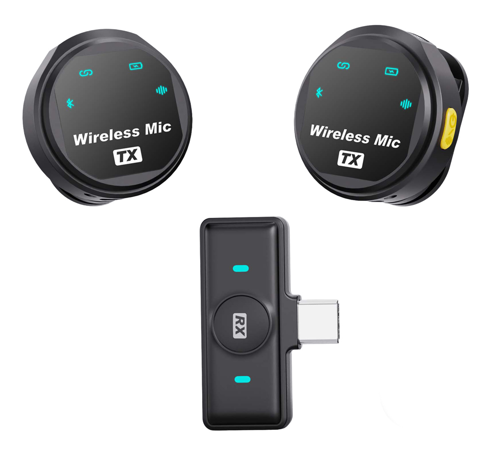 UPTECH ασύρματα μικρόφωνα UPWS-08 με θήκη φόρτισης, USB-C, 2.4GHz, μαύρο - Image 2