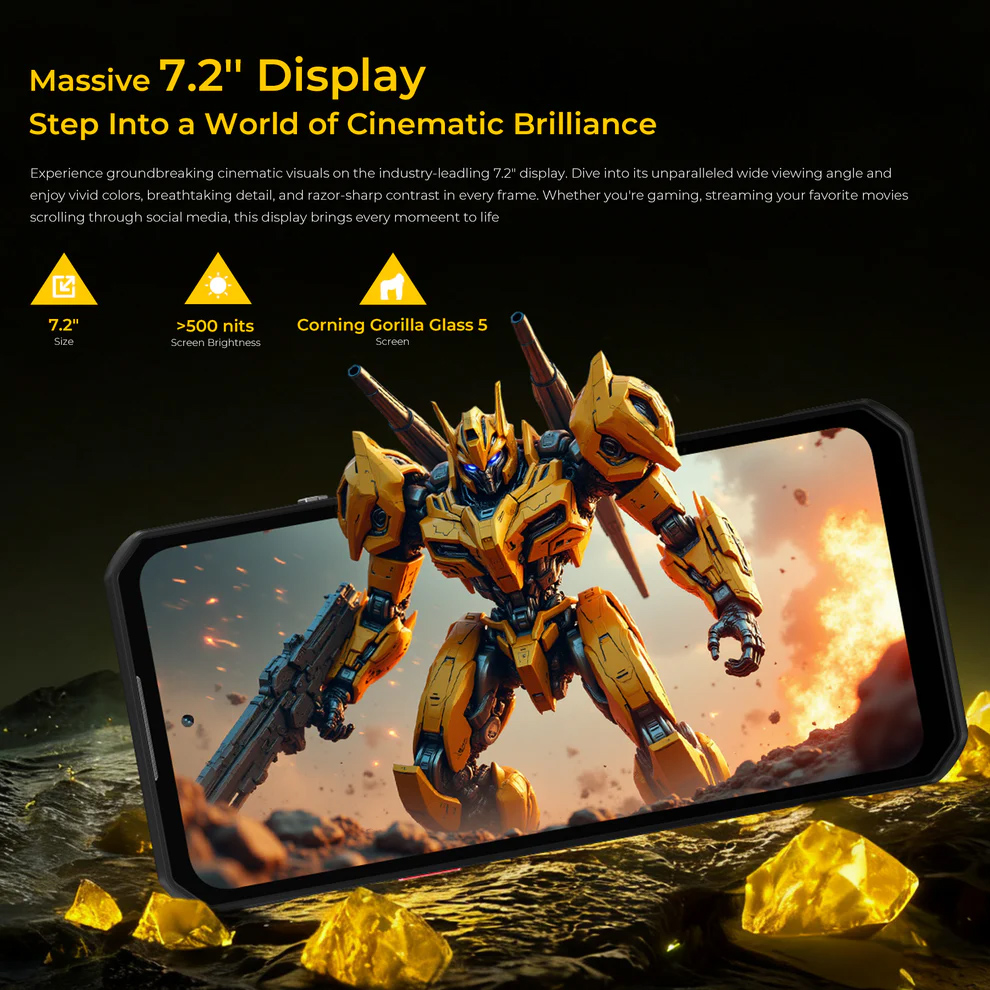OUKITEL smartphone WP60, 7.2", 8/256GB, 5G, 10000mAh, IP68/IP69K/MIL-STD-810H, μαύρο - Image 5