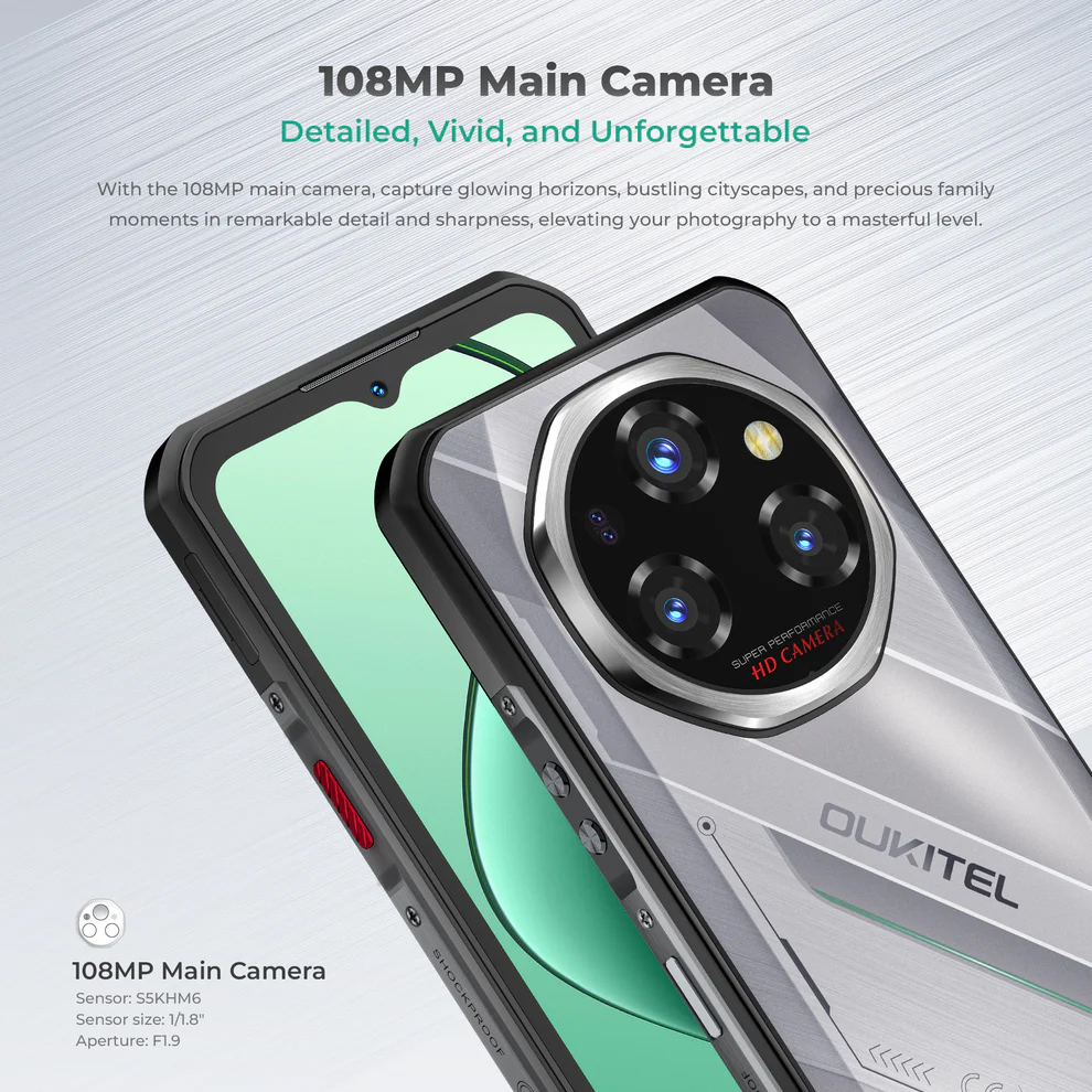 OUKITEL smartphone WP62, 6.6", 12/512GB, 5G, 11000mAh, IP68/IP69K/MIL-STD-810H, ασημί - Image 10