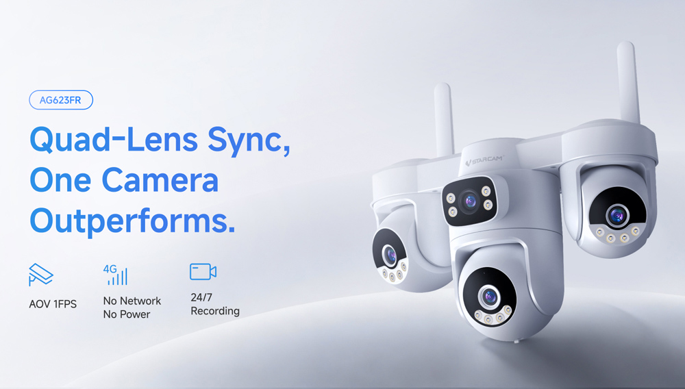 VSTARCAM smart ηλιακή κάμερα AG623FR, four-lens, 3MP, 4G, SD, PTZ, IP66 - Image 2