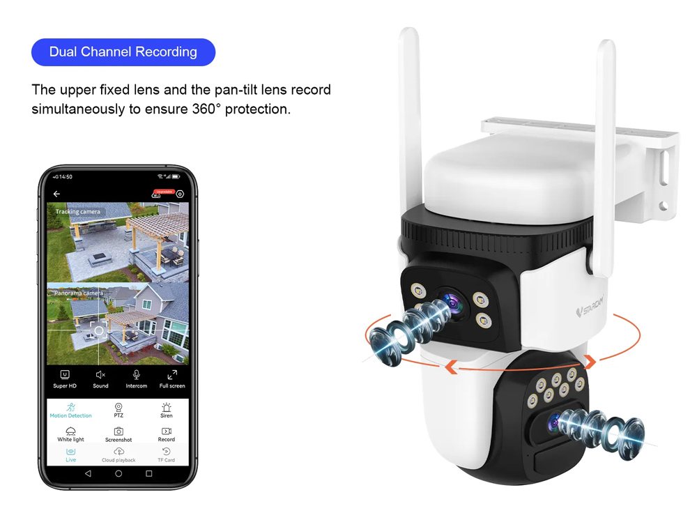 VSTARCAM smart ηλιακή κάμερα BG621DR, dual lens, 3MP, 4G, SD, PTZ, IP66 - Image 10