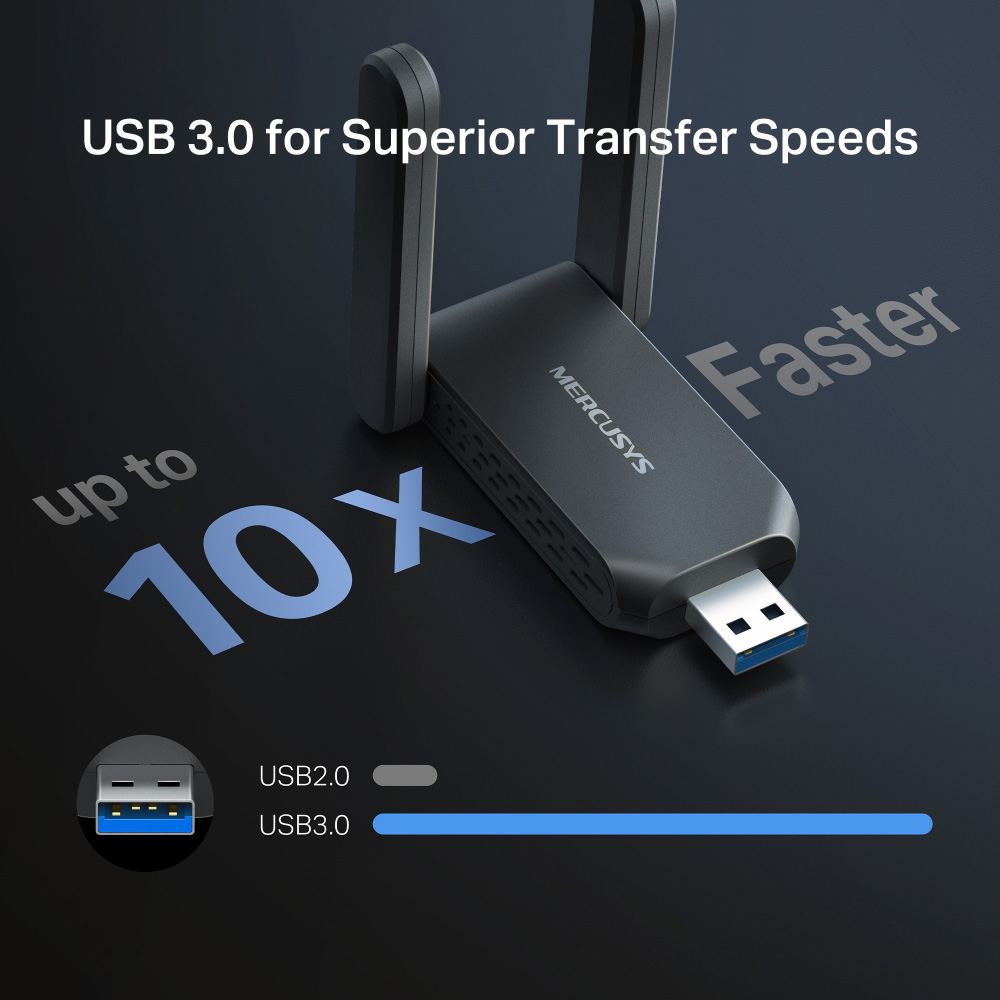 MERCUSYS ασύρματος USB αντάπτορας δικτύου MA37BEH, BE6500, Tri-Band, V1.0 - Image 8