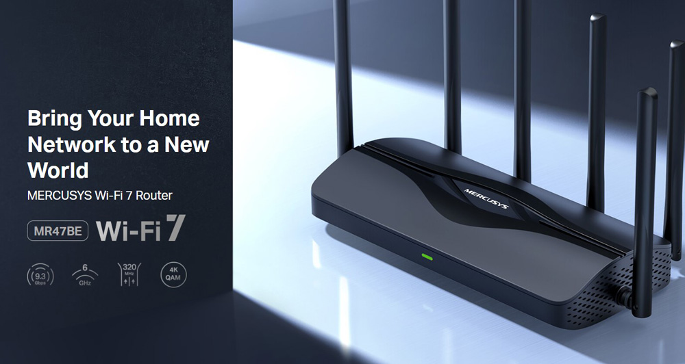 MERCUSYS router MR47BE, WiFi 7, 9.3Gbps BE9300, Tri-Band, V2.0 - Image 2