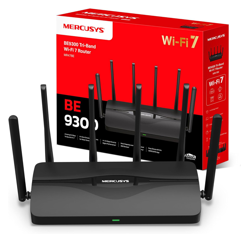 MERCUSYS router MR47BE, WiFi 7, 9.3Gbps BE9300, Tri-Band, V2.0 - Image 3
