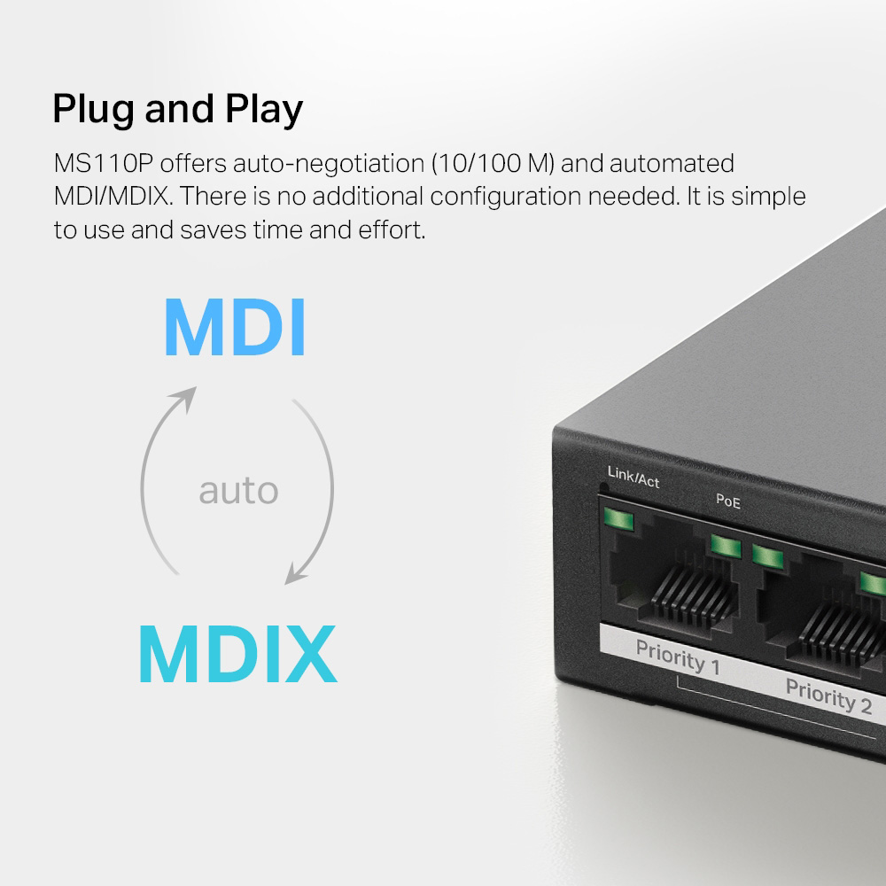 MERCUSYS desktop switch MS110P, 10x 10/100Mbps θύρες, PoE+, V1.0 - Image 10