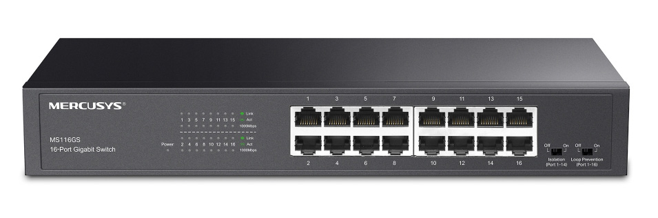MERCUSYS desktop/rackmount switch MS116GS, 16x Gigabit θύρες, V1.0