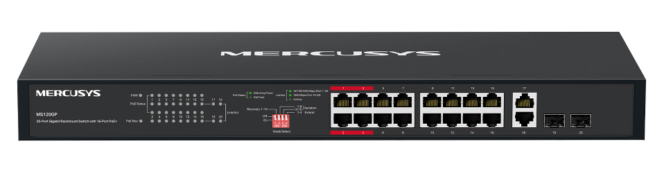 MERCUSYS rackmount switch MS120GP, 20x Gigabit θύρες, PoE+, V1.0