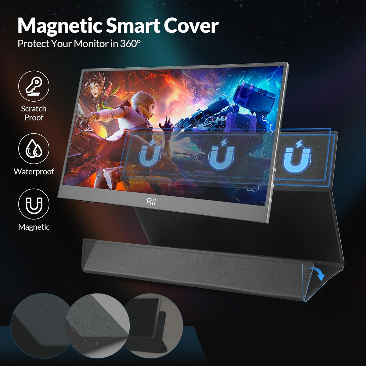 RIITEK φορητή οθόνη RS100, IPS, 15.6" 1920x1080, HDR, mini HDMI/USB-C, με ηχεία - Image 3