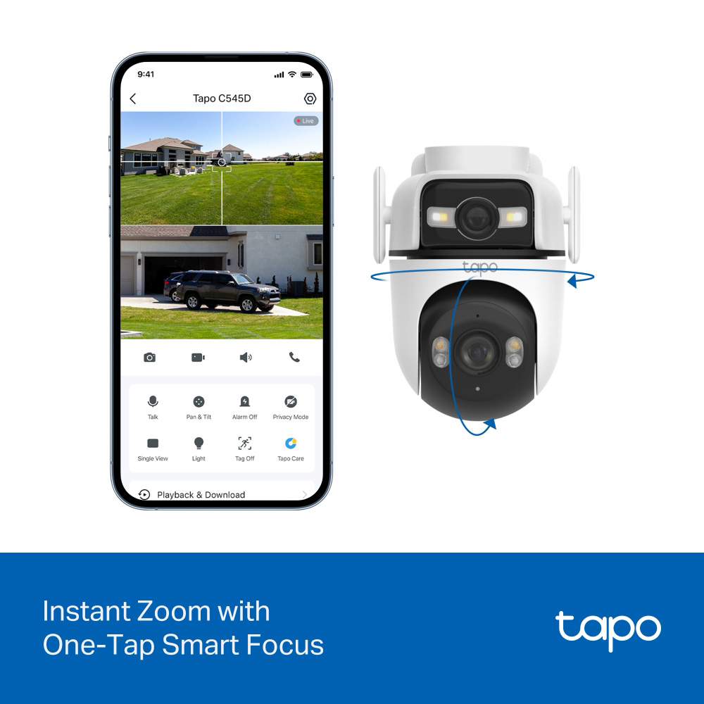 TP-LINK smart κάμερα Tapo C545D, dual lens, 2K/3MP, WiFi, PTZ, IP66, V1.0 - Image 10
